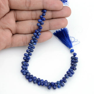 Lapis Lazuli Teardrop Faceted  Briolette Beads, 5-7mm/6-8mm Lapis Lazuli Gemstone Beads, Sold As 4 Inch/8 Inch Strand, GDS1963