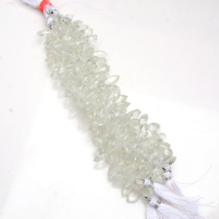 Quartz Crystal Faceted Marquise Briolette Beads, 14mm to 16mm Natural Clear Quartz Crystal Beads, Sold As 7.5 Inch Strand, GDS1909