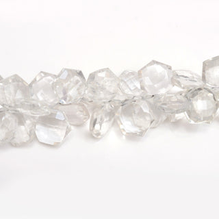 Natural Clear Quartz Crystal Layout Necklace, 11-14mm/12-13mm/14-18mm Faceted Hexagon Shaped Briolette, Sold As 7/7.5 Inch Strand, GDS1968