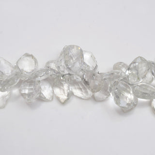 Natural Clear Quartz Crystal Leaf Shape Briolette Beads, 10-12mm/11-14mm/11-18mm Faceted Leaf Shaped Beads, 3.5 Inch/ 7 Inch Strand, GDS1970