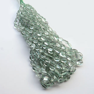 Green Amethyst Smooth Tumble Beads, 6-16mm/7-14mm/13-24mm Natural Green Amethyst Oval Gemstone Beads, 8 Inch/16 Inch Strand, GDS1977