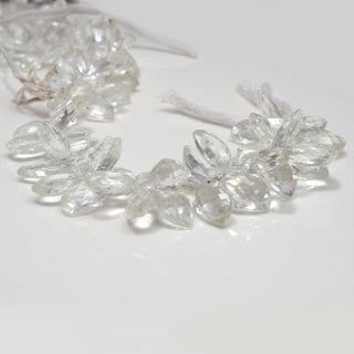 Natural Clear Quartz Crystal Leaf Shape Briolette Beads, 10-12mm/11-14mm/11-18mm Faceted Leaf Shaped Beads, 3.5 Inch/ 7 Inch Strand, GDS1970