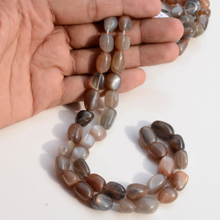 Brown Moonstone Smooth Tumble Oval Beads, 11mm to 17mm Natural Moonstone Gemstone Beads, Sold As 9 Inch/18 Inch Strand, GDS1979