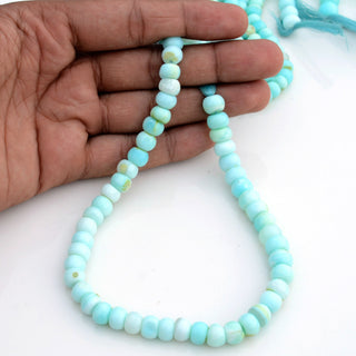 Blue Opal Smooth Heat Treated Coloured Rondelle Beads, 7mm/8mm/9mm Blue Opal Gemstone Beads, Sold As 13 Inch Strand, GDS1994