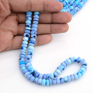 Blue Opal Smooth Heat Treated Coloured Rondelle Beads, 7mm/8mm/9mm Blue Opal Gemstone Beads, Sold As 16 Inch Strand, GDS1980