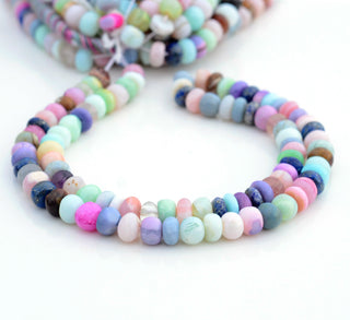 Multi Color Opal Smooth Heat Treated Rondelle Beads, 7mm Multi Color Opal Gemstone Beads, Sold As 16 Inch Strand, GDS1982