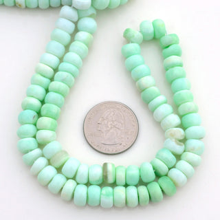 Light Green Opal Smooth Heat Treated Coloured Rondelle Beads, 9mm Green Opal Gemstone Beads, Sold As 16 Inch Strand, GDS1983