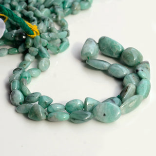 Natural Emerald Light Green Smooth Tumble Beads, 7mm to 19mm Green Emerald Gemstone Beads, Sold As 16 Inch Strand, GDS1986