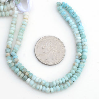 Natural Blue Larimar Faceted Rondelle Beads, 4mm/4.5mm Larimar Gemstone Beads For Jewelry, Sold As 13 Inch Strand, GDS1988