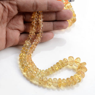 Natural Citrine Smooth Rondelle Beads, 7mm to 14mm Light Yellow Citrine Gemstone Beads, Sold As 8.5 Inch/17 Inch Strand, GDS1992