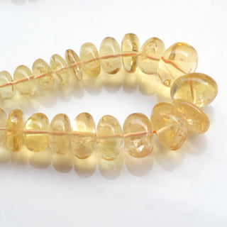Natural Citrine Smooth Rondelle Beads, 7mm to 14mm Light Yellow Citrine Gemstone Beads, Sold As 8.5 Inch/17 Inch Strand, GDS1992