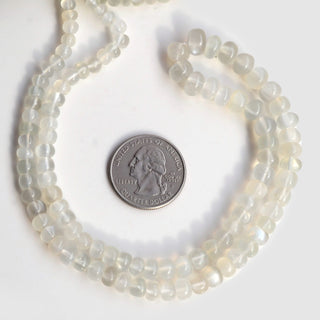 White Moonstone Smooth Rondelle Beads, 5-8mm/5-9mm White Moonstone Gemstone Rondelle Beads, Sold As 18 Inch Strand, GDS1990