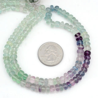 Multi Fluorite Smooth Rondelle Beads, Smooth Green Fluorite Purple Fluorite Loose Beads, 6.5-7mm Beads, 17 Inch Strand, GDS609