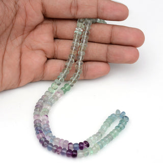 Multi Fluorite Smooth Rondelle Beads, Smooth Green Fluorite Purple Fluorite Loose Beads, 6.5-7mm Beads, 17 Inch Strand, GDS609