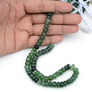 Natural Green Serpentine Rondelle Beads, Serpentine Smooth Rondelle Beads, 8-9mm/10-11mm Loose Serpentine Beads, 15 Inch Strand, GDS1898