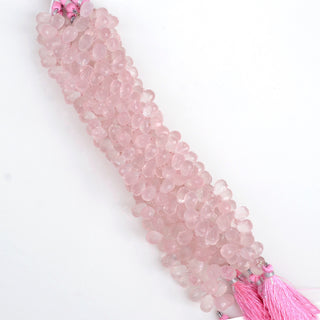 Natural Rose Quartz Faceted Tear Drop Briolette Beads, 8-10mm/10-11mm/11-12mm Pink Rose Quartz Beads, Sold As 4 Inch/8 Inch Strand, GDS1922