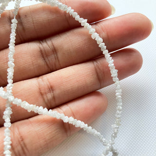 2mm To 3mm Natural White Raw Rough Uncut Diamond Beads, Natural White Diamond Beads Loose, Sold As 4 Inch/8 Inch/16 Inch Strand, GFJ