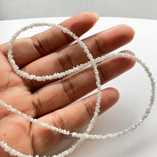 2mm To 3mm Natural White Raw Rough Uncut Diamond Beads, Natural White Diamond Beads Loose, Sold As 4 Inch/8 Inch/16 Inch Strand, GFJ