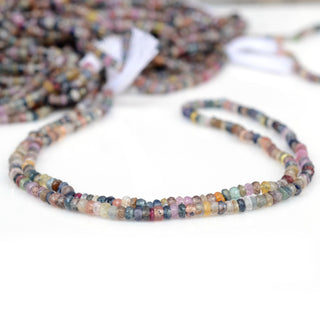 Multi Sapphire Faceted Rondelle Beads, 3mm Yellow Pink Blue Purple Sapphire Beads, Sold As 16 Inch Strand, GDS1926