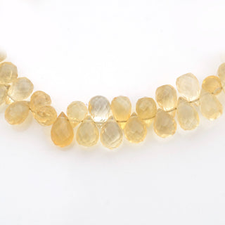 Natural Yellow Citrine Faceted Teardrop Briolette Beads, 6-8mm/8-9mm Citrine Gemstone Beads, Sold As 4 Inch/8 Inch Strand, GDS1930