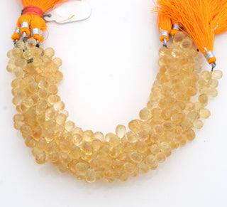 Natural Yellow Citrine Faceted Teardrop Briolette Beads, 6-8mm/8-9mm Citrine Gemstone Beads, Sold As 4 Inch/8 Inch Strand, GDS1930