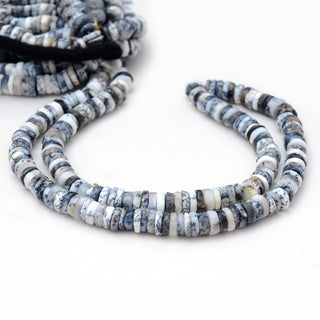 Dendrite Agate Smooth Tyre Rondelle Beads, 6.5mm to 7mm Natural Dendrite Agate Round Heishi Gemstone Beads, 16 Inch Strand, GDS2006