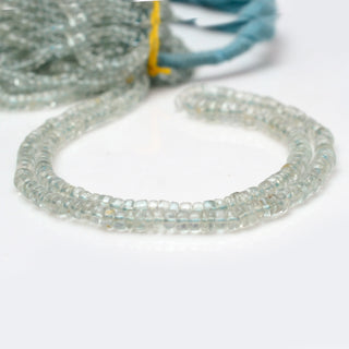 Green Aquamarine Smooth Tyre Rondelle Beads, 4mm to 6mm Aquamarine Round Heishi Gemstone Beads, 16 Inch Strand, GDS2007