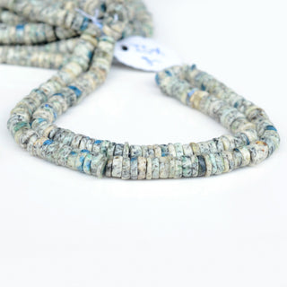 Natural K2 Smooth Tyre Rondelle Beads, 6.5mm/7mm/8mm K2 Blue Round Heishi Gemstone Beads, 16 Inch Strand, GDS2010