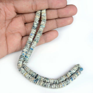 Natural K2 Smooth Tyre Rondelle Beads, 6.5mm/7mm/8mm K2 Blue Round Heishi Gemstone Beads, 16 Inch Strand, GDS2010