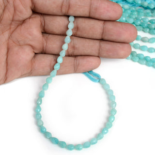 Natural Amazonite Straight Drill Faceted Teardrop Shaped Briolette Beads, 6-7mm Light Green Amazonite Gemstone Beads, 9 Inch Strand, GDS2013