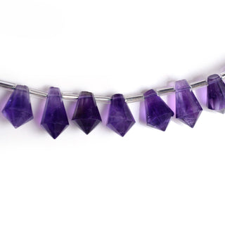 Natural Amethyst Purple Fancy Cone Shaped Hand Carved Faceted Gemstone Briolette Beads, 9-11mm/10-13mm Beads, 5.5 Inch Strand, GDS2019