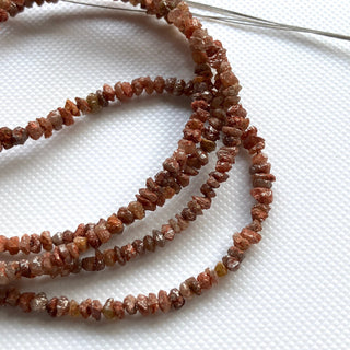 2mm To 3mm Natural Red Diamond Uncut Beads, Raw Rough Earth Mined Conflict Free Diamonds Loose, Sold As 4/8/16 Inch Strand, DDS773/1