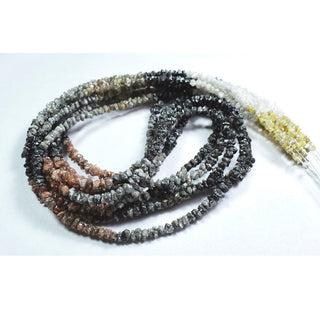 1.5mm To 3mm Black Grey Yellow Red Uncut Conflict Free Diamond Beads, Natural Raw Rough Diamond Beads Loose, 8 Inch/16 Inch, DDS773/2