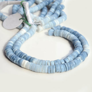 Natural Blue Opal Faceted Tyre Rondelle Beads, 7.5mm to 8mm Blue Opal Round Heishi Gemstone Beads, 8 Inch/16 Inch Strand, GDS1997
