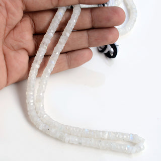 Rainbow White Moonstone Faceted Tyre Rondelle Beads, 6mm And 7mm Moonstone Round Heishi Gemstone Beads, 8 Inch/16 Inch Strand, GDS1998