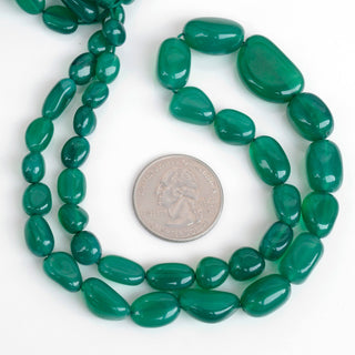 Green Onyx Smooth Tumble Beads, 7-14mm/7-20mm Natural Green Onyx Oval Tumble Gemstone Beads, 16 Inch Strand, GDS1941