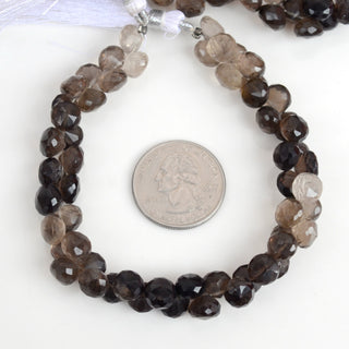 Natural Smoky Quartz Faceted Onion Beads, 7.5mm to 8mm Shaded Smoky Quartz Onion Briolette Beads, Sold As 7.5 Inch Strand, GDS1944