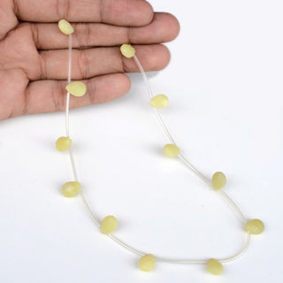 Natural Yellow Serpentine Pear Shaped Faceted Briolette Beads, 11mm Serpentine Gemstone Beads, Sold As 15 Inch Strand, GDS1947
