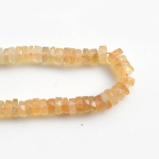 Natural Citrine Faceted Tyre Rondelle Beads, 6mm to 6.5mm Shaded Yellow Citrine Round Heishi Gemstone Beads, 8 Inch/16 Inch Strand, GDS2110