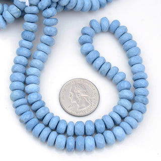 Natural Blue Opal Faceted Rondelle Beads, 7mm/8-9mm/9-10mm Natural Blue Peruvian Opal Beads, Sold As 8 Inch/16 Inch Strand, GDS1953