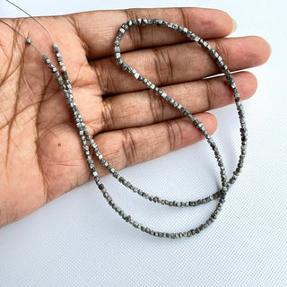 2mm To 2.5mm Raw Uncut Natural Grey Diamond Box Beads, Conflict Free Earth Mined Grey Cube Rough Diamonds, 8/16 Inch Strand, DDS773/6