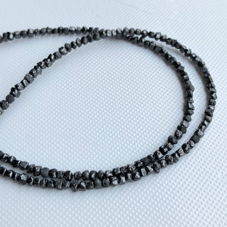 2mm To 2.5mm Raw Uncut Black Diamond Box Beads, Conflict Free Earth Mined Heated Black Cube Rough Diamonds, 8/16 Inch Strand, DDS773/7