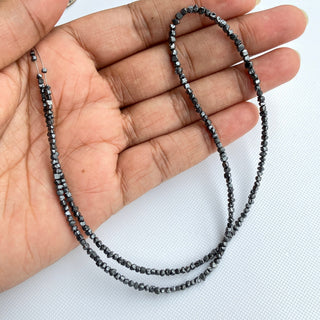 2mm To 2.5mm Raw Uncut Black Diamond Box Beads, Conflict Free Earth Mined Heated Black Cube Rough Diamonds, 8/16 Inch Strand, DDS773/7