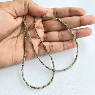 1.5mm To 2.5mm Raw Uncut Natural Olive Green Diamond Box Beads, Conflict Free Earth Mined Green Cube Rough Diamonds, 8/16" Strand, DDS773/9