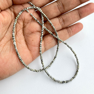 2mm To 2.5mm Raw Uncut Natural Coated Matte Grey Diamond Box Beads, Earth Mined Grey Cube Rough Diamonds, 8/16" Strand, DDS773/10