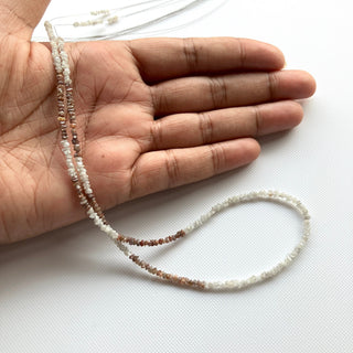 Natural White With Black/Red/Champagne Raw Rough Uncut Diamond Beads Loose, 2mm To 3mm Conflict Free Earth Mined, 8/16 Inch Strand, SKU-19