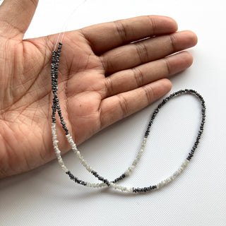 Natural White With Black/Red/Champagne Raw Rough Uncut Diamond Beads Loose, 2mm To 3mm Conflict Free Earth Mined, 8/16 Inch Strand, SKU-19