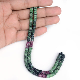 Ruby Zoisite Smooth Tyre Rondelle Beads, 6mm to 6.5mm Natural Ruby Zoisite Round Heishi Gemstone Beads, 16 Inch Strand, GDS2115