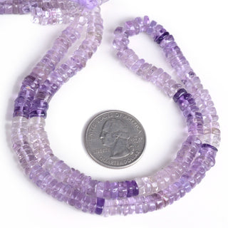 Shaded Amethyst Smooth Tyre Rondelle Beads, 6.5mm/7mm Amethyst Round Heishi Gemstone Beads, 16 Inch Strand, GDS2116