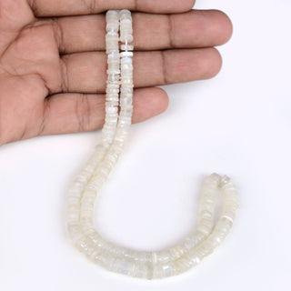 Natural White Moonstone Smooth Tyre Rondelle Beads, 6mm To 6.5mm Moonstone Round Heishi Gemstone Beads,  16 Inch Strand, GDS2117